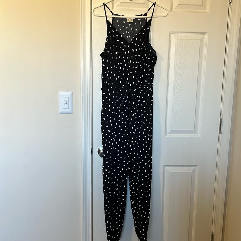 Ladies blue and polka jumpsuit